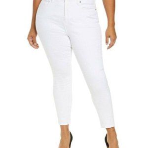 NWT Good American Distressed Cropped Ankle Skinny High Rise Jeans White Size 20